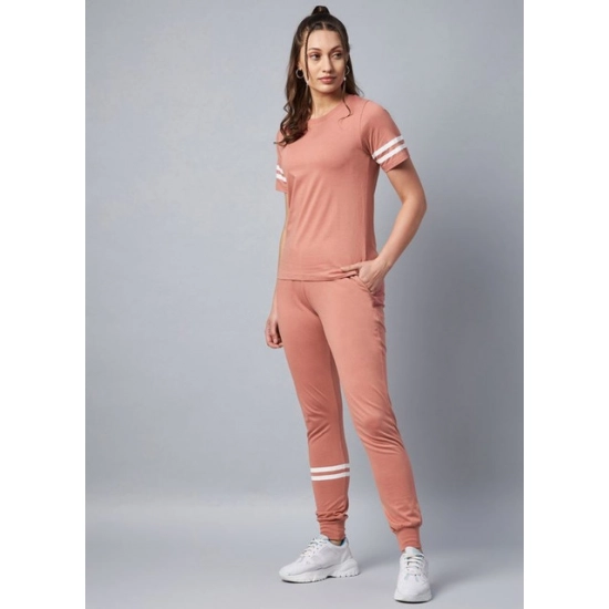 Generic Women's Cotton Striped Short Sleeve Tracksuit (Pink)