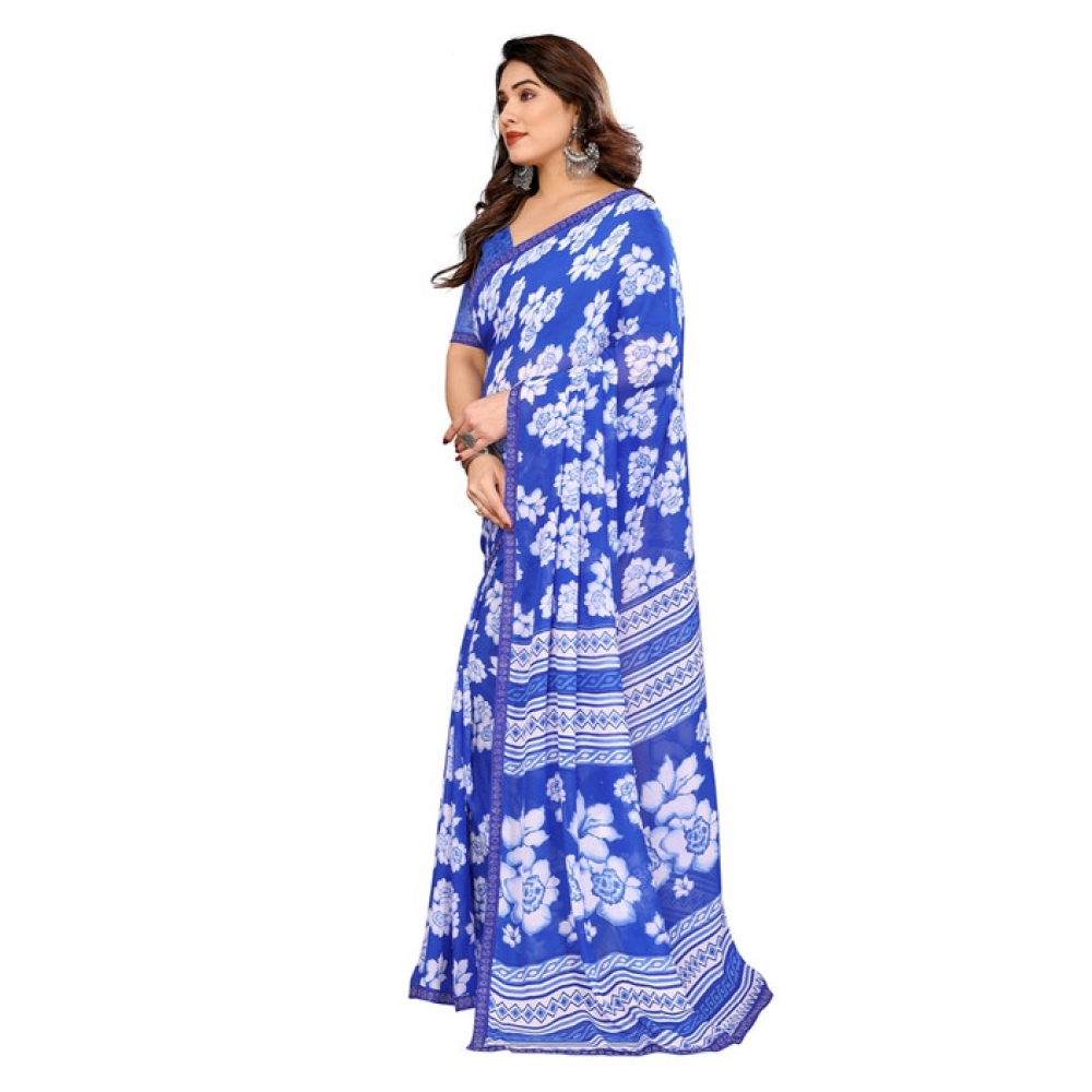 Generic Women's Georgette Printed Saree With Unstitched Blouse 5.5Mtr (Blue) Generic Women's Georgette Printed Saree With Unstitched Blouse 5.5Mtr (Blue)