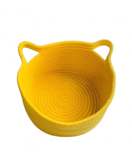 Generic Cotton Pack Of_1 Plain Cat Basket 9x5 Inch (Yellow)