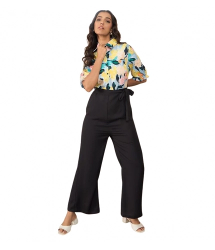 Generic Women's Polyester Floral Half Sleeves Jumpsuit (Multicolor)
