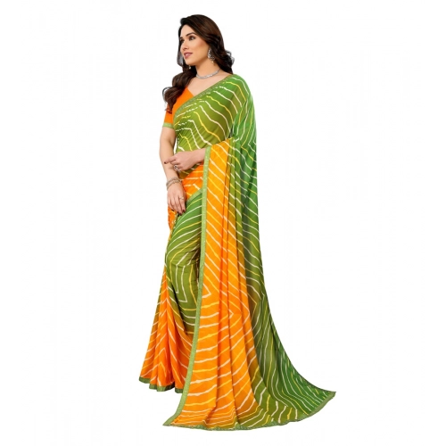Women's Georgette Printed Saree With Unstitched Blouse 5.5Mtr (Green) Women's Georgette Printed Saree With Unstitched Blouse 5.5Mtr (Green)