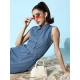 Generic Women's Denim Solid Sleeveless Dress (Blue) Generic Women's Denim Solid Sleeveless Dress (Blue)
