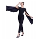 Generic Women's Polyeter Solid Cape Sleeve Jumpsuit (Black) Generic Women's Polyeter Solid Cape Sleeve Jumpsuit (Black)