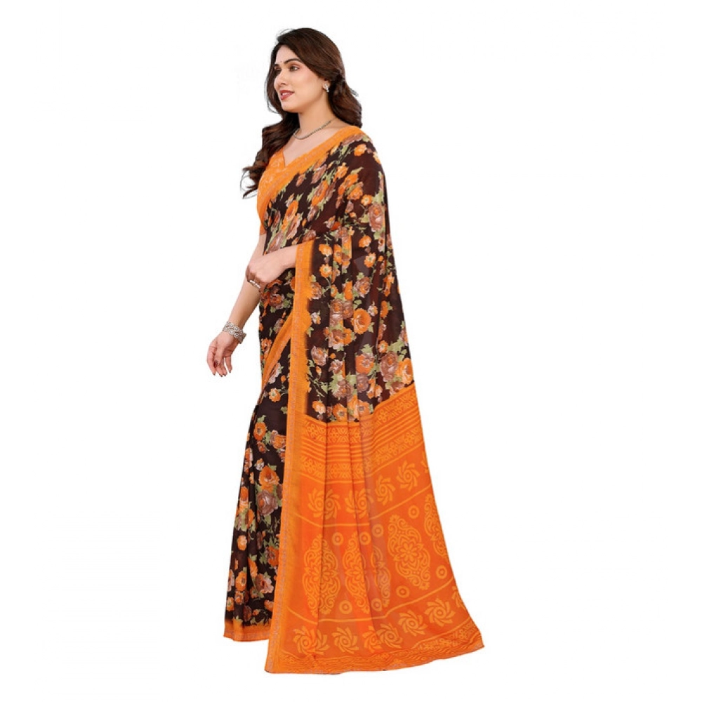 Generic Women's Georgette Printed Saree With Unstitched Blouse 5.5Mtr (Mustard) Generic Women's Georgette Printed Saree With Unstitched Blouse 5.5Mtr (Mustard)