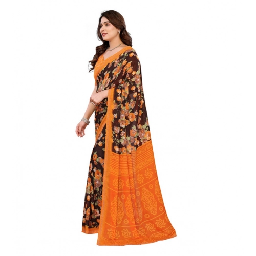 Women's Georgette Printed Saree With Unstitched Blouse 5.5Mtr (Mustard) Women's Georgette Printed Saree With Unstitched Blouse 5.5Mtr (Mustard)