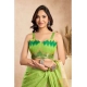 Generic Women's Linen Cotton Printed Ready To Wear Saree With Unstitched Blouse 5.5 Mtr (Lime)