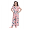 Generic Girl's Rayon Floral Flutter Jumpsuit (Pink-Blue) Generic Girl's Rayon Floral Flutter Jumpsuit (Pink-Blue)