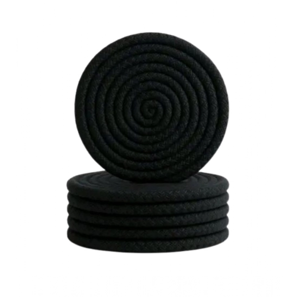 Generic Cotton Rope Drink Coasters 6 Pcs Set (Black)