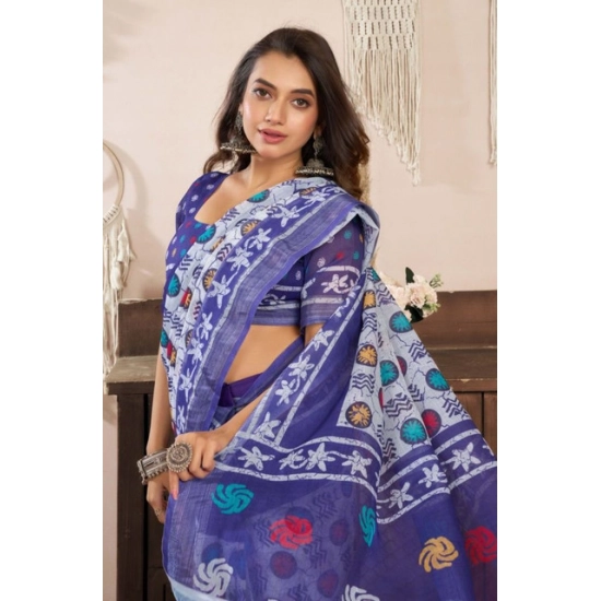 Generic Women's Faux Linen Geometric Print Ready to wear Saree With Unstitched Blouse 5.5Mtr (Blue) Generic Women's Faux Linen Geometric Print Ready to wear Saree With Unstitched Blouse 5.5Mtr (Blue)