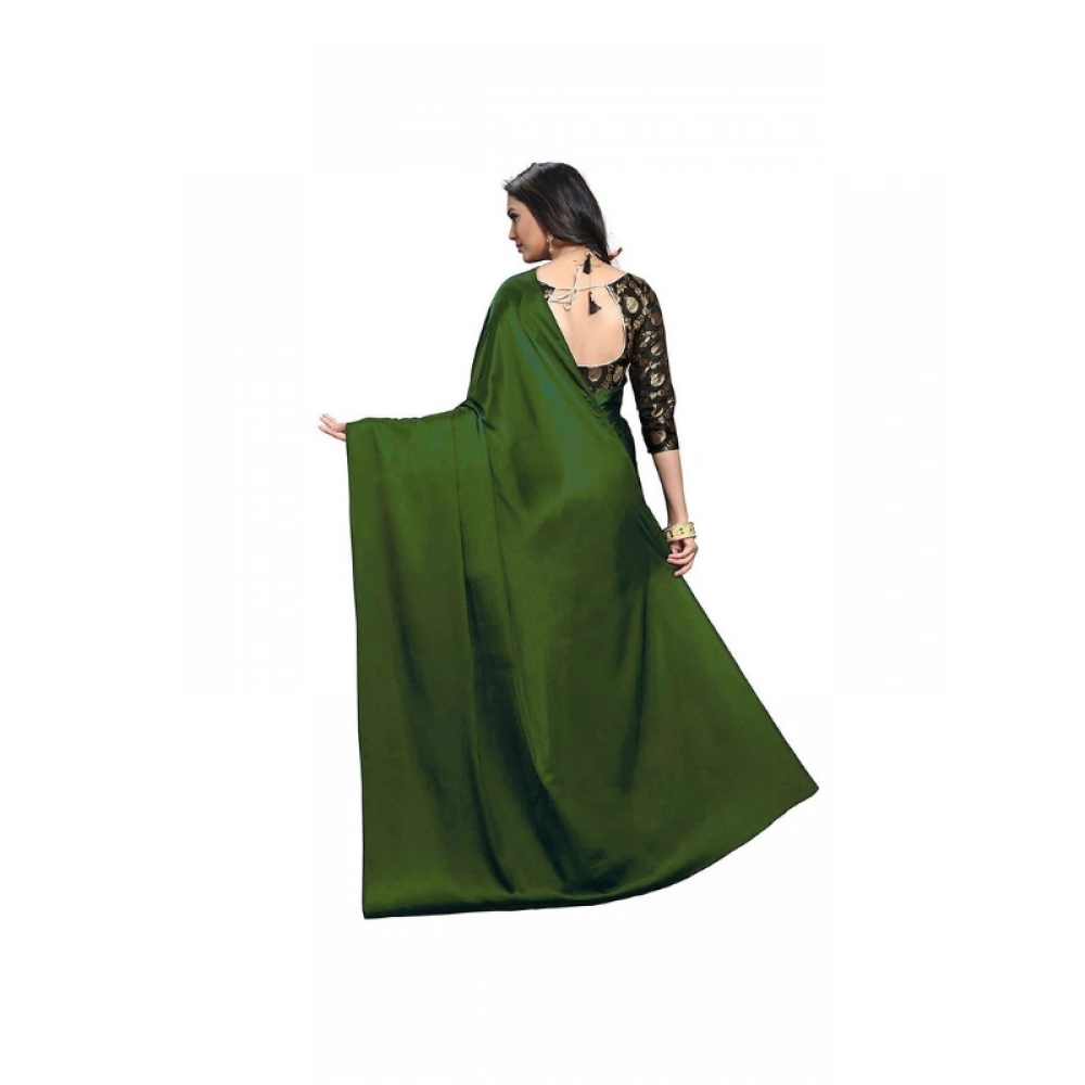 Generic Women's Satin Solid Saree With Unstitched Blouse 5.5Mtr (Mehandi) Generic Women's Satin Solid Saree With Unstitched Blouse 5.5Mtr (Mehandi)