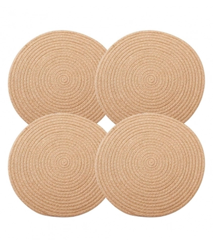 Generic Cotton Dining Table Round Placemat Mats Set of 4 (Beige) Generic Cotton Dining Table Round Placemat Mats Set of 4 (Beige)