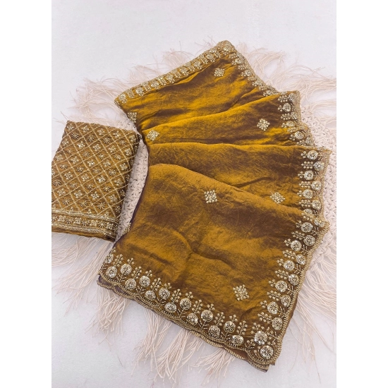 Generic Women's Satin Embellished Saree With Unstitched Blouse 5.5Mtr (Mustard) Generic Women's Satin Embellished Saree With Unstitched Blouse 5.5Mtr (Mustard)