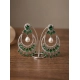Generic Women's Brass Silver Plated Chandbali Earrings (Green) Generic Women's Brass Silver Plated Chandbali Earrings (Green)