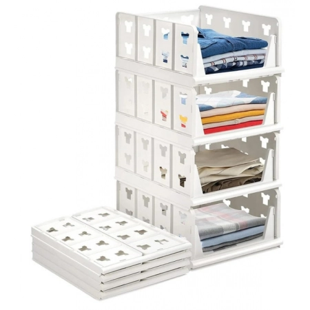 Generic Pack of 1 Plastic Foldable Stackable Storage Organizer (White) Generic Pack of 1 Plastic Foldable Stackable Storage Organizer (White)