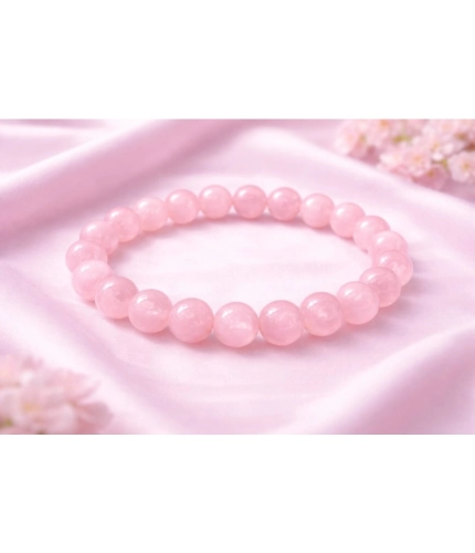 Generic Natural Crystal 8mm Rose Quartz Bracelet  (Light Pink)