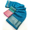 Generic Women's Cotton Blend Checkered Saree With Unstitched Blouse 5.5Mtr (Rama)