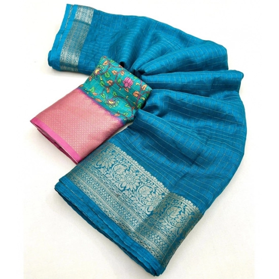 Generic Women's Cotton Blend Checkered Saree With Unstitched Blouse 5.5Mtr (Rama) Generic Women's Cotton Blend Checkered Saree With Unstitched Blouse 5.5Mtr (Rama)