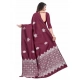 Generic Women's Soft Lichi Silk Printed Saree With Unstitched Blouse 5.5Mtr (Wine)