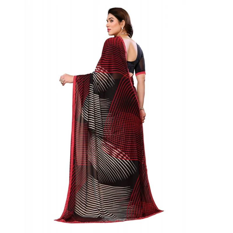 Women's Georgette Printed Saree With Unstitched Blouse 5.5Mtr (Multicolor)