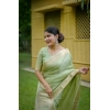 Generic Women's Faux_Banarasi Lining Pattern Saree With Unstitched Blouse 5.5Mtr (Light_Green)