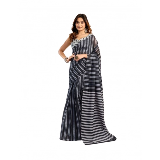 Generic Women's Faux_Linen Printed Ready-to-Wear Saree With Unstitched Blouse 5.5 Mtr (Black) Generic Women's Faux_Linen Printed Ready-to-Wear Saree With Unstitched Blouse 5.5 Mtr (Black)