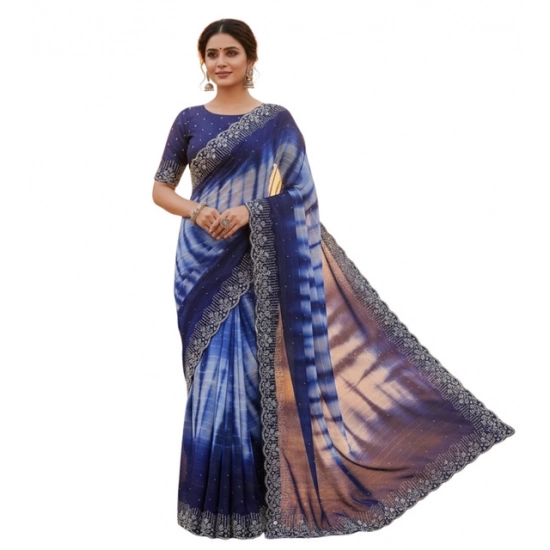 Generic Women's Georgette Striped Saree With Unstitched Blouse 5.5Mtr (Navy Blue) Generic Women's Georgette Striped Saree With Unstitched Blouse 5.5Mtr (Navy Blue)
