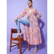 Generic Women's Polyester Floral Long Sleeves Shrug (Peach) Generic Women's Polyester Floral Long Sleeves Shrug (Peach)