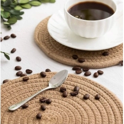 Generic Cotton Dining Table Round Placemat Mats Set of 4 (Beige)