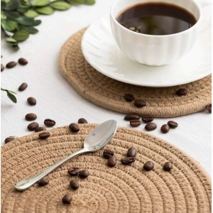 Generic Cotton Dining Table Round Placemat Mats Set of 4 (Beige)