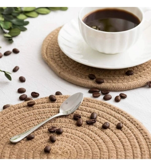 Generic Cotton Dining Table Round Placemat Mats Set of 4 (Beige) Generic Cotton Dining Table Round Placemat Mats Set of 4 (Beige)
