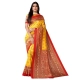 Generic Women's Litchi silk Printed Saree With Unstitched Blouse  5-6 Mtrs (Yellow)