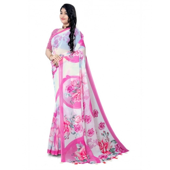 Generic Women's Georgette Floral Printed Saree With Unstitched Blouse 5.5Mtr (Pink) Generic Women's Georgette Floral Printed Saree With Unstitched Blouse 5.5Mtr (Pink)