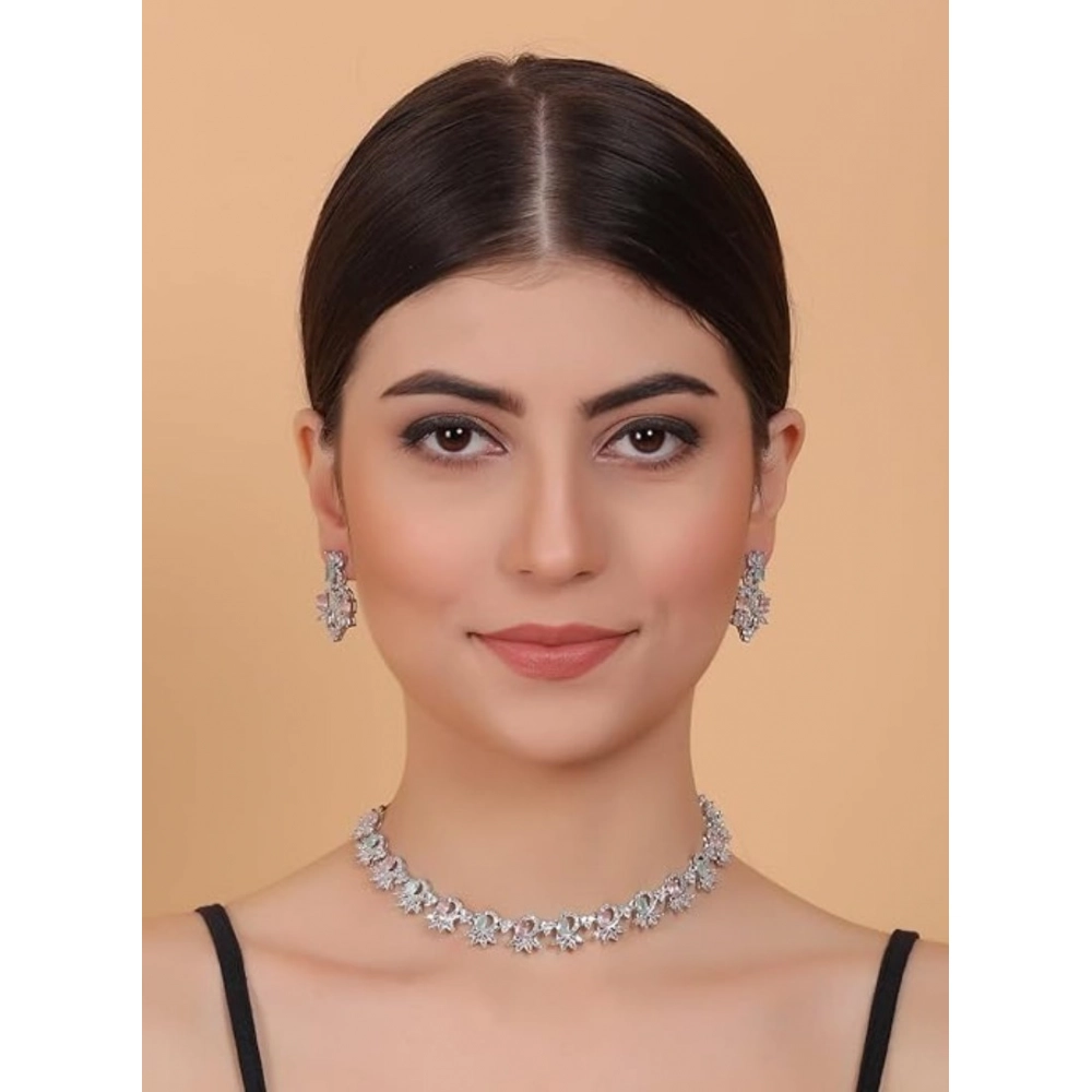Generic Women's Brass Silver Plated Necklace set (Multicolor) Generic Women's Brass Silver Plated Necklace set (Multicolor)