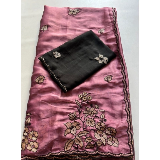 Generic Women's Viscose Silk Embroidered Saree With Unstitched Blouse 5.5Mtr (Pink) Generic Women's Viscose Silk Embroidered Saree With Unstitched Blouse 5.5Mtr (Pink)