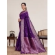Generic Women's Jacquard Woven Saree With Unstitched Blouse 5.5Mtr (Purple)