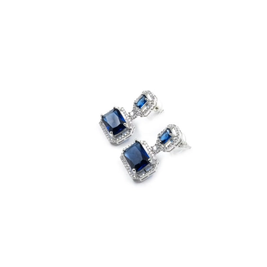 Generic Women's Brass Silver Plated Drop Earrings (Blue) Generic Women's Brass Silver Plated Drop Earrings (Blue)