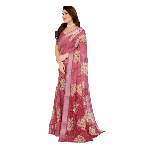Women's Georgette Printed Saree With Unstitched Blouse 5.5Mtr (Pink) Women's Georgette Printed Saree With Unstitched Blouse 5.5Mtr (Pink)