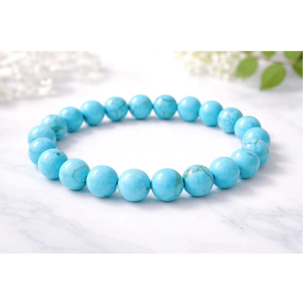 Generic Natural Crystal 8mm Turquoise Bracelet (Sky Blue)