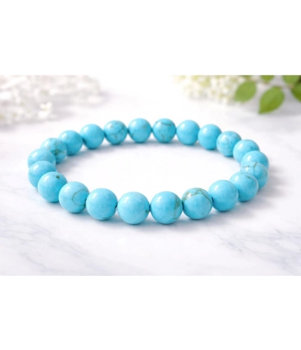 Generic Natural Crystal 8mm Turquoise Bracelet (Sky Blue)