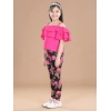 Generic Girl's Cotton Floral Elasticated Jegging and Top Set (Black-Pink) Generic Girl's Cotton Floral Elasticated Jegging and Top Set (Black-Pink)