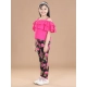 Generic Girl's Cotton Floral Elasticated Jegging and Top Set (Black-Pink) Generic Girl's Cotton Floral Elasticated Jegging and Top Set (Black-Pink)
