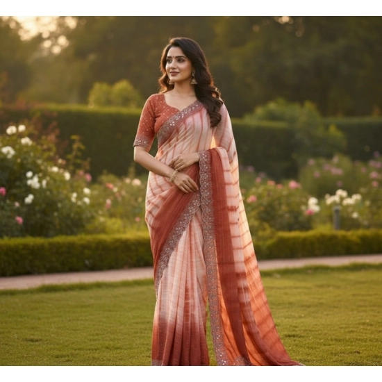 Generic Women's Georgette Striped Saree With Unstitched Blouse 5.5Mtr (Peach) Generic Women's Georgette Striped Saree With Unstitched Blouse 5.5Mtr (Peach)