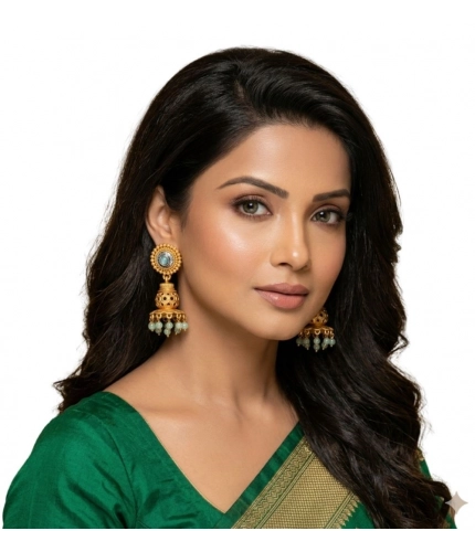 Generic Women's Pack Of 2 Zinc Alloy Gold Plated Jhumka Earrings (Multicolor)