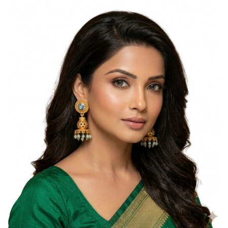 Generic Women's Pack Of 2 Zinc Alloy Gold Plated Jhumka Earrings (Multicolor) Generic Women's Pack Of 2 Zinc Alloy Gold Plated Jhumka Earrings (Multicolor)