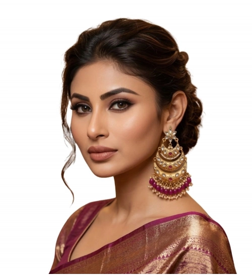 Generic Women's Zinc Alloy Gold Plated Chandbali Earrings (Multicolor) Generic Women's Zinc Alloy Gold Plated Chandbali Earrings (Multicolor)
