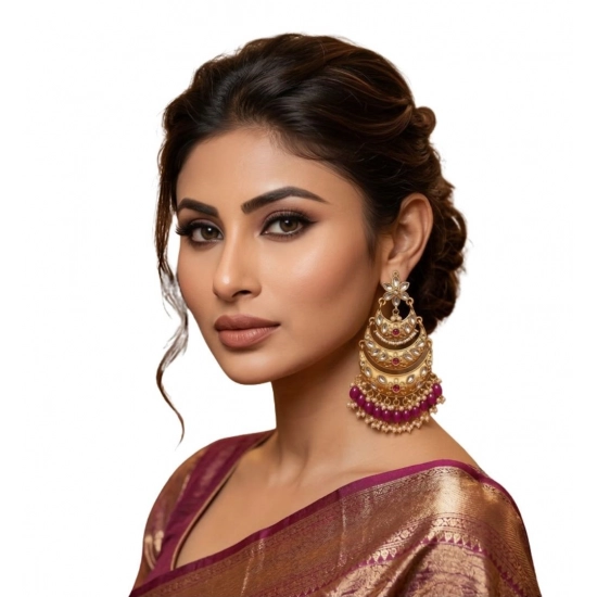 Generic Women's Zinc Alloy Gold Plated Chandbali Earrings (Multicolor) Generic Women's Zinc Alloy Gold Plated Chandbali Earrings (Multicolor)