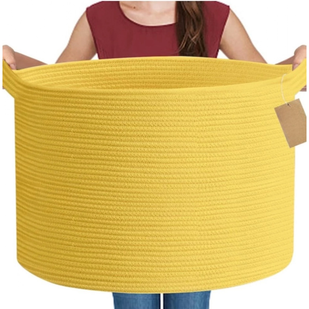 Generic Cotton Pack Of_1 14x12 Inch Storage Basket For Clothes With Out Lid (Yellow) Generic Cotton Pack Of_1 14x12 Inch Storage Basket For Clothes With Out Lid (Yellow)