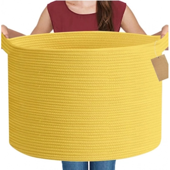 Generic Cotton Pack Of_1 14x12 Inch Storage Basket For Clothes With Out Lid (Yellow)