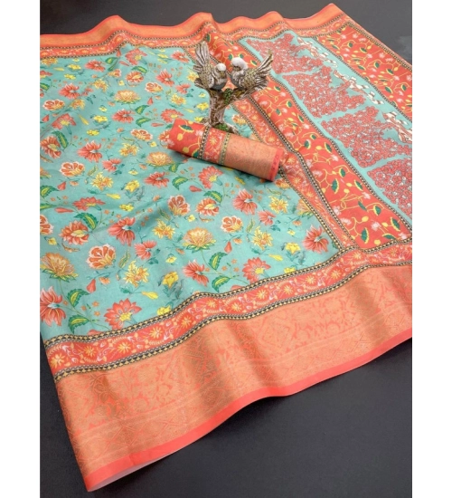 Generic Women's Soft Dola Cotton Printed Saree With Unstitched Blouse 5.5Mtr (Green) Generic Women's Soft Dola Cotton Printed Saree With Unstitched Blouse 5.5Mtr (Green)