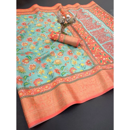 Generic Women's Soft Dola Cotton Printed Saree With Unstitched Blouse 5.5Mtr (Green) Generic Women's Soft Dola Cotton Printed Saree With Unstitched Blouse 5.5Mtr (Green)